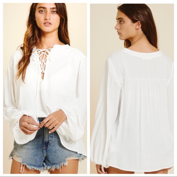 #02 Julie Boho Tie Front Deep V Neck Tunic Top - Picture 4 of 5